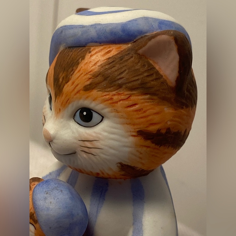 90s cat figurine Bronson Collectibles Cat in Pajamas kitty teddybear vintage cat - Picture 12 of 15